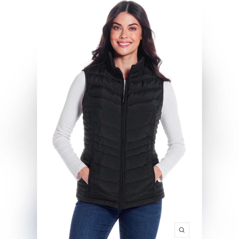 WEATHERPROOF Brand Women's BLACK QUILTED Puffer Vest With PLUSH LINING SIZE M